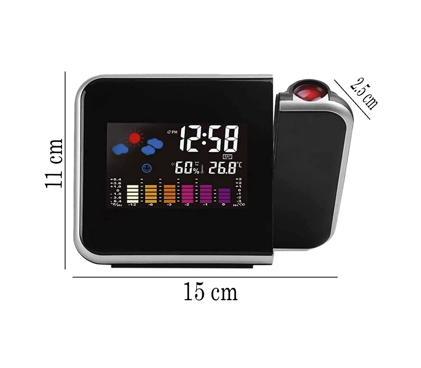 Sveglia Digitale da Comodino con Proiettore Laser Igrometro Orologio Data