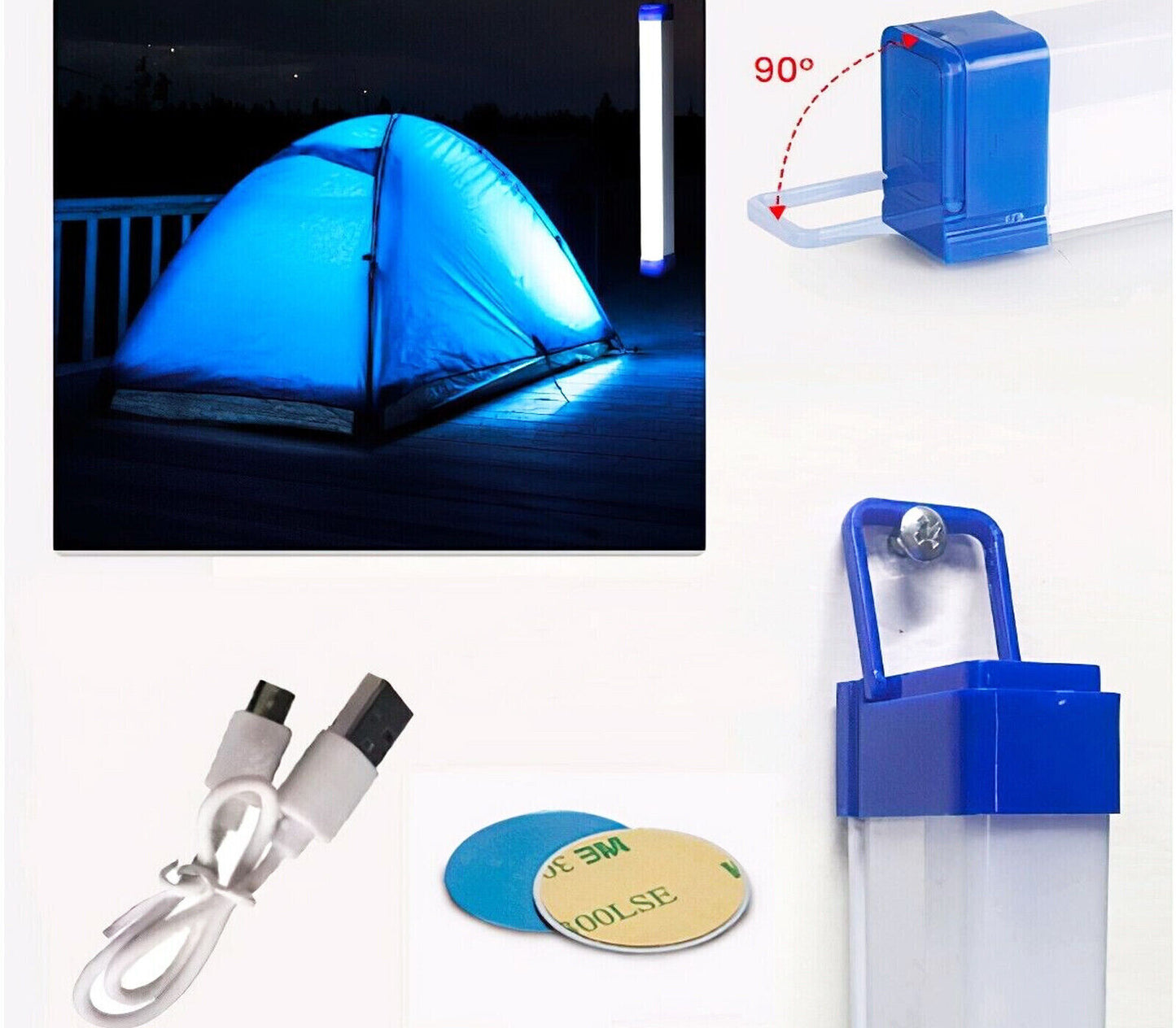 Lampada Emergenza LED 32cm Magnete Ricaricabile USB Torcia Lavoro Portatile