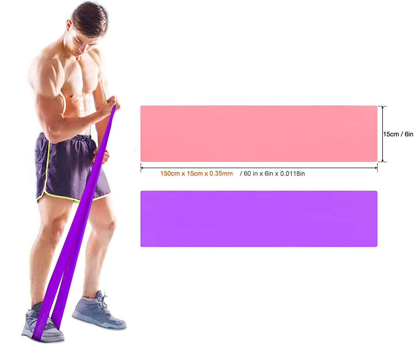 Fascia Elastica Fitness Banda Resistenza Yoga Pilates Stretching Palestra 150x15