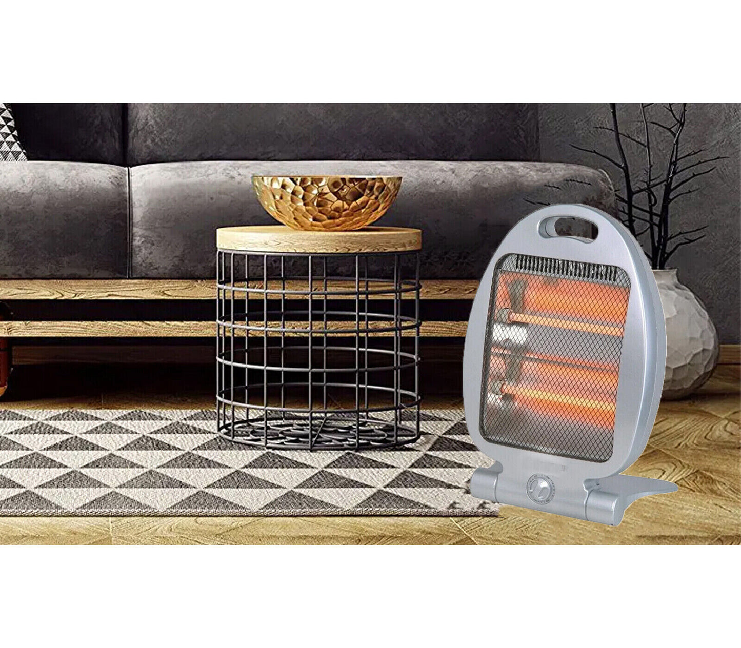 Stufa elettrica caldobagno stufetta alogena quarzo termoventilatore JORDAN 800W