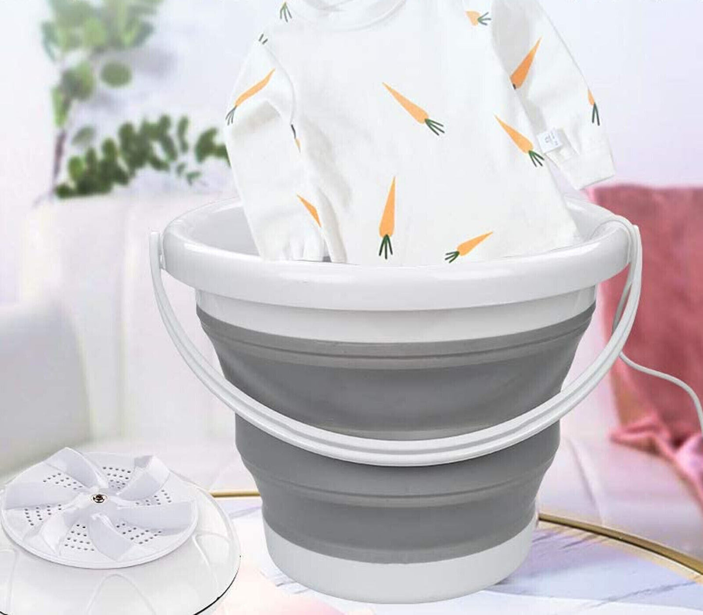 Mini-Faltwaschmaschine mit Spinner, tragbarer USB-Wäscheeimer 