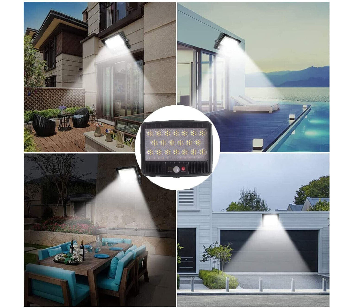 Faro LED Solare 140 LED Lampione Stradale Faretto Con Sensore Movimento IP65