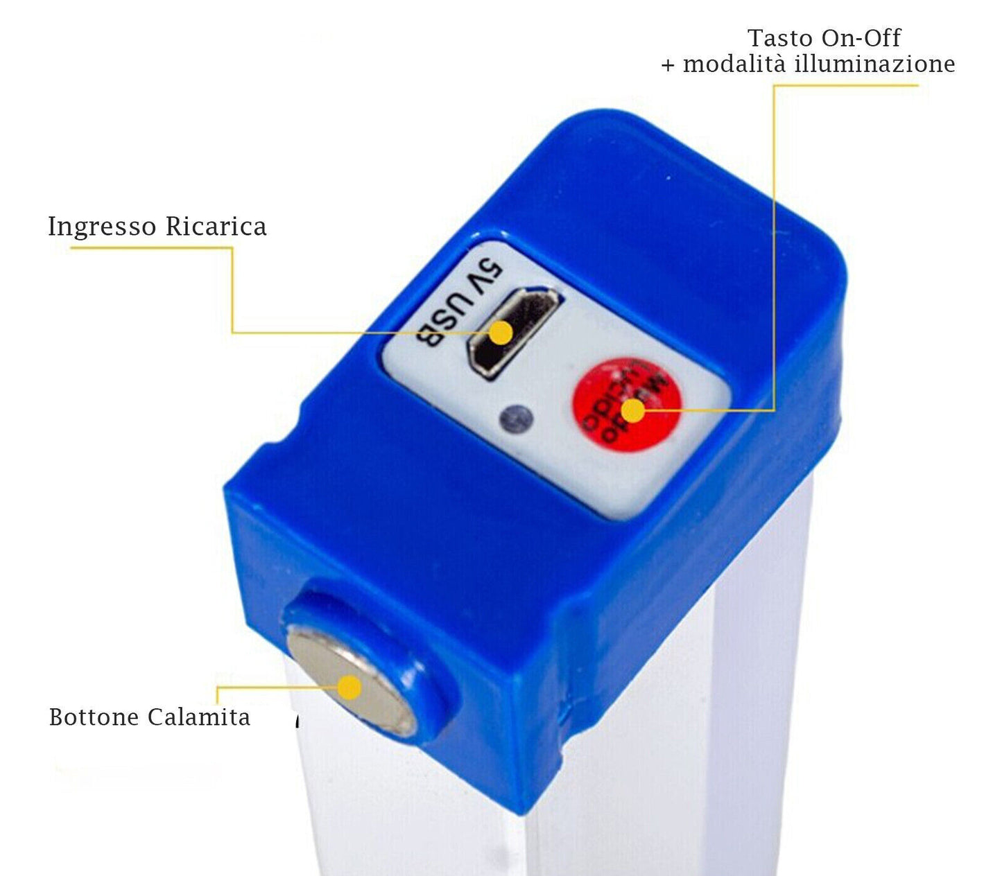 Lampada Emergenza LED Luce Fredda 17CM Batteria Ricaricabile Torcia  Portatile