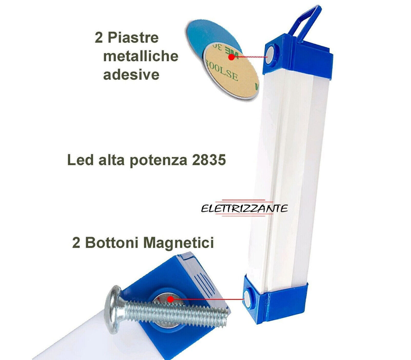 Lampada Emergenza LED 32cm Magnete Ricaricabile USB Torcia Lavoro Portatile