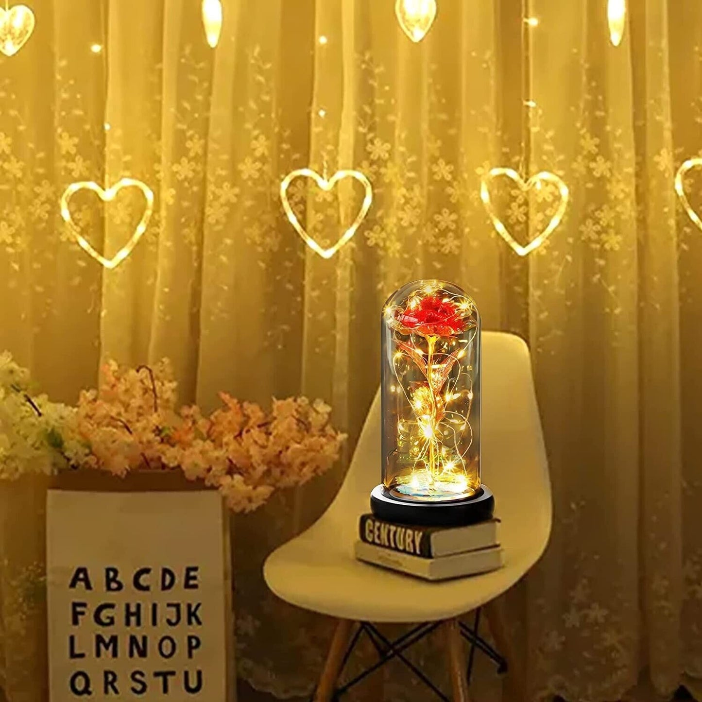 RANJIMA Ewige Rose, echte stabilisierte Rose im Glas. Die Schöne und das Biest Rose 