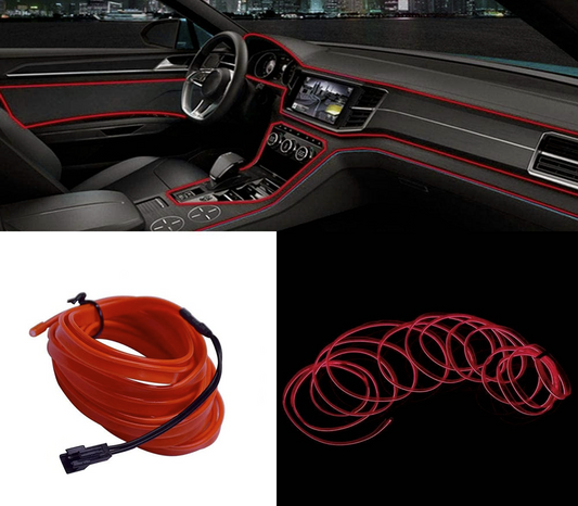 Striscia LED Interni Auto 3M Luce Decorativa Atmosfera Tagliabile Rosso