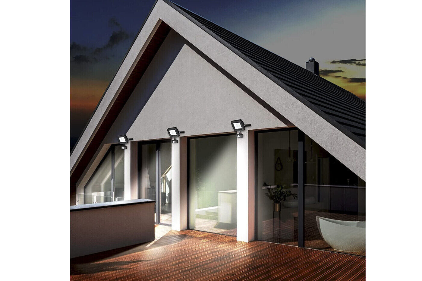 Faretto Led Esterno 20W Sensore Movimento Crepuscolare Regolabile Luce Fredda