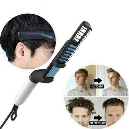 STYLING-PLATTE FÜR MÄNNERHAAR-BART-GLATTEN, ELEKTROBÜRSTENKAMM