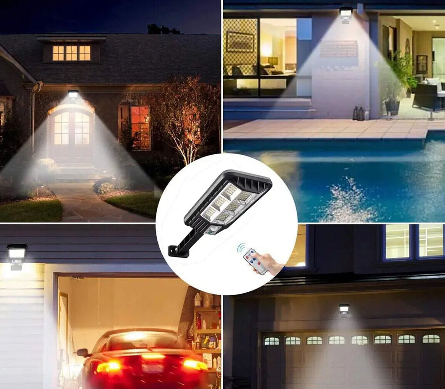 Lampione Solare 136 LED Esterno Luce Fredda Sensore Movimento Controllo Remoto