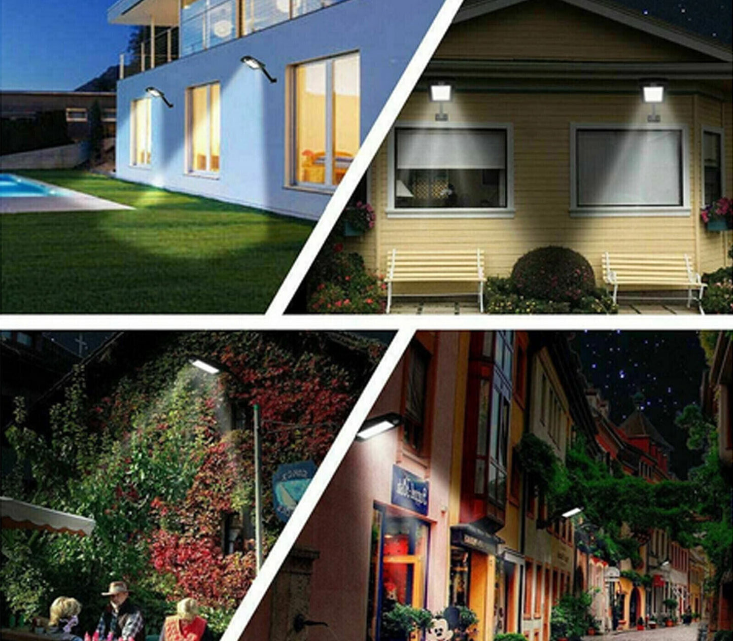 Faro Lampione Stradale Faro LED Pannello Solare Sensore Movimento 6 COB LED