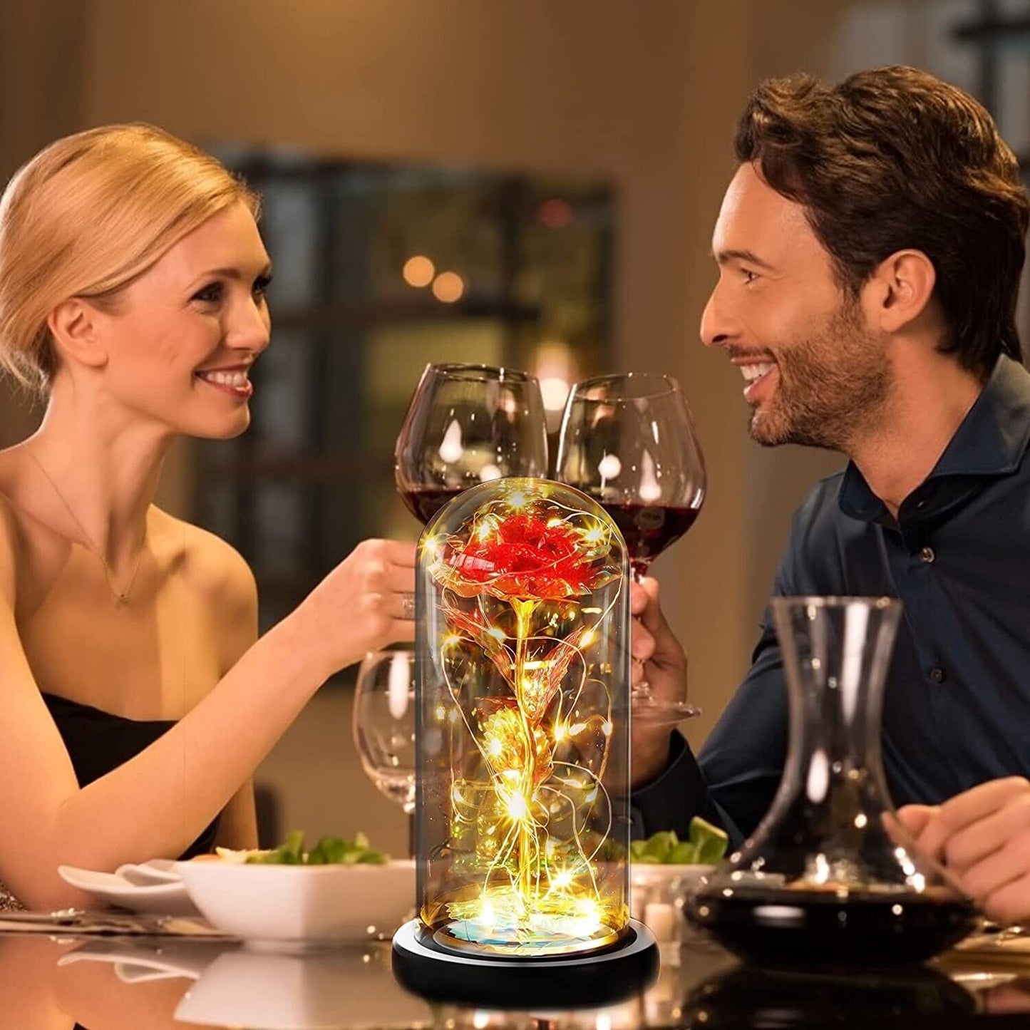 RANJIMA Ewige Rose, echte stabilisierte Rose im Glas. Die Schöne und das Biest Rose 