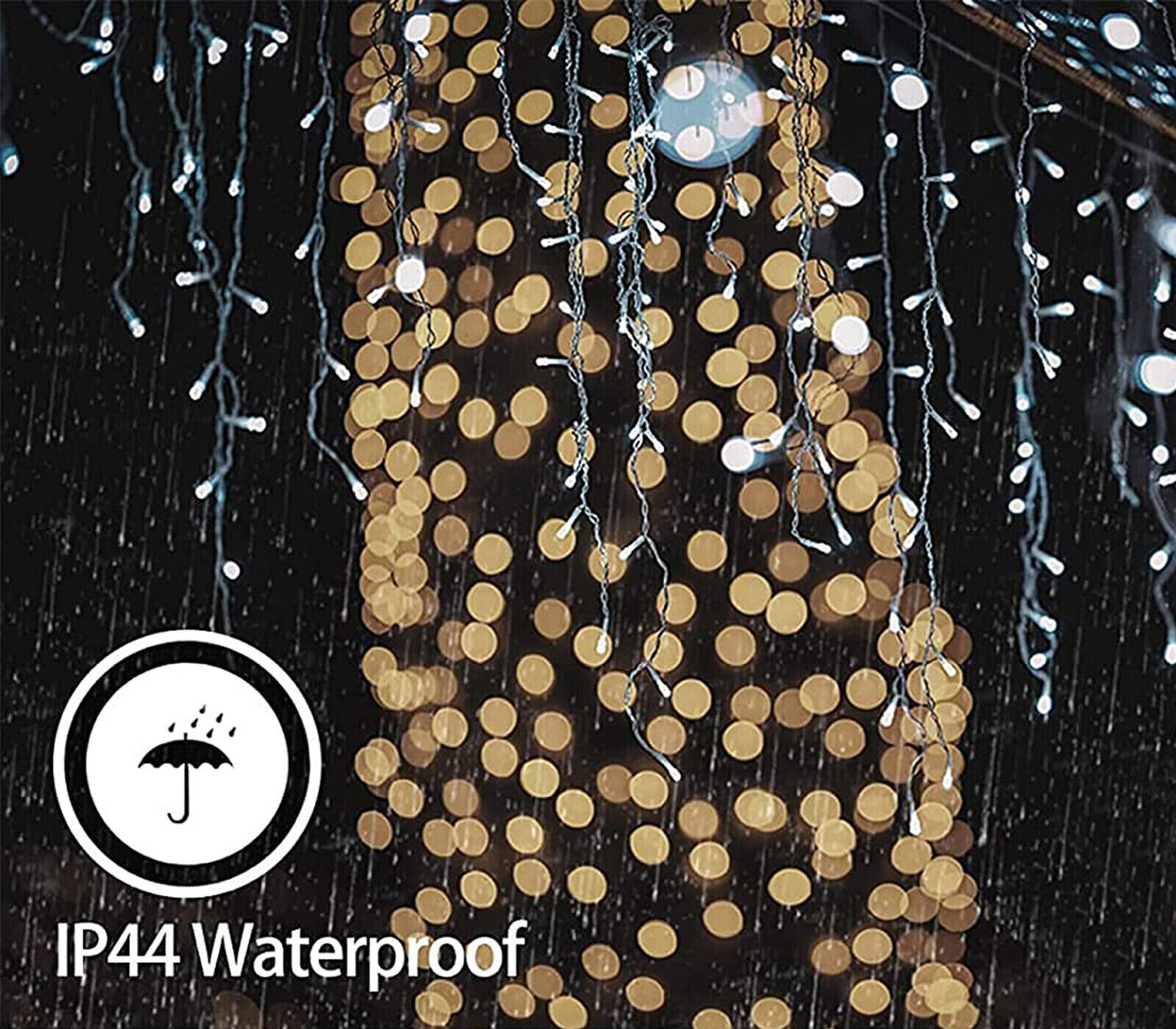 Tenda Luminosa Natalizia 10M 300 LED Bianco Freddo Cascata Luminosa Prolungabile