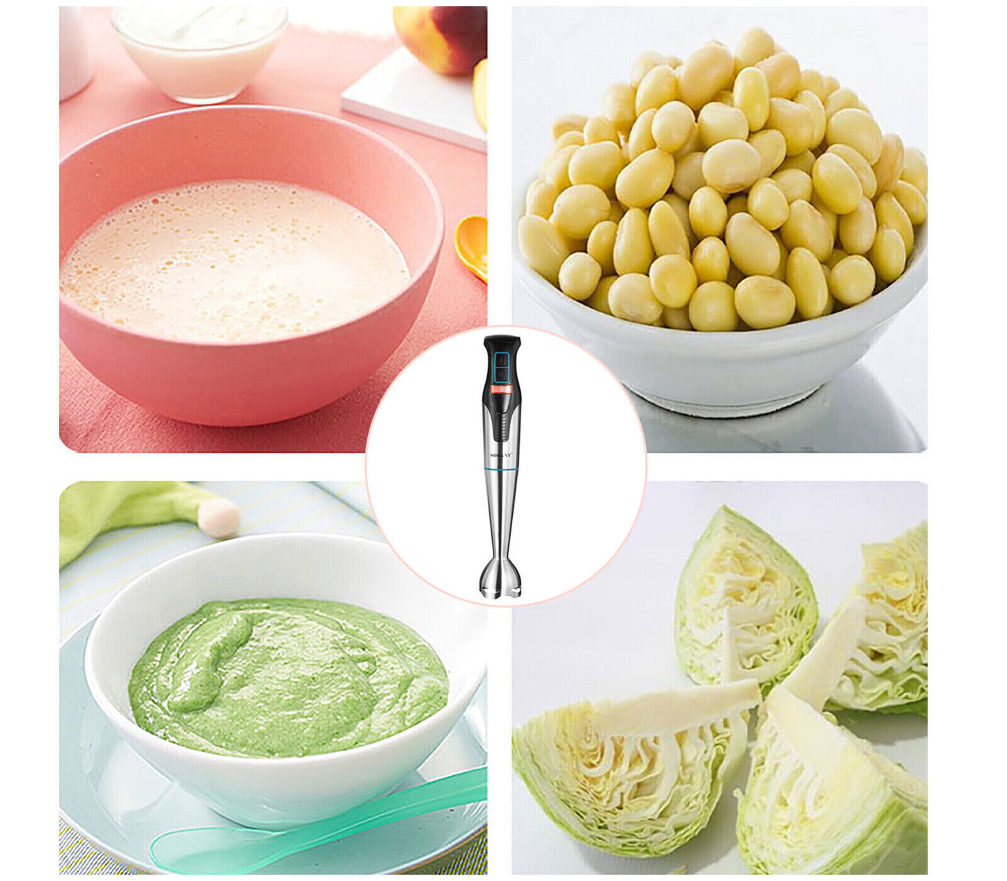 Frullatore ad Immersione con Bicchiere 1200w Minipier Mixer 2 Potenze