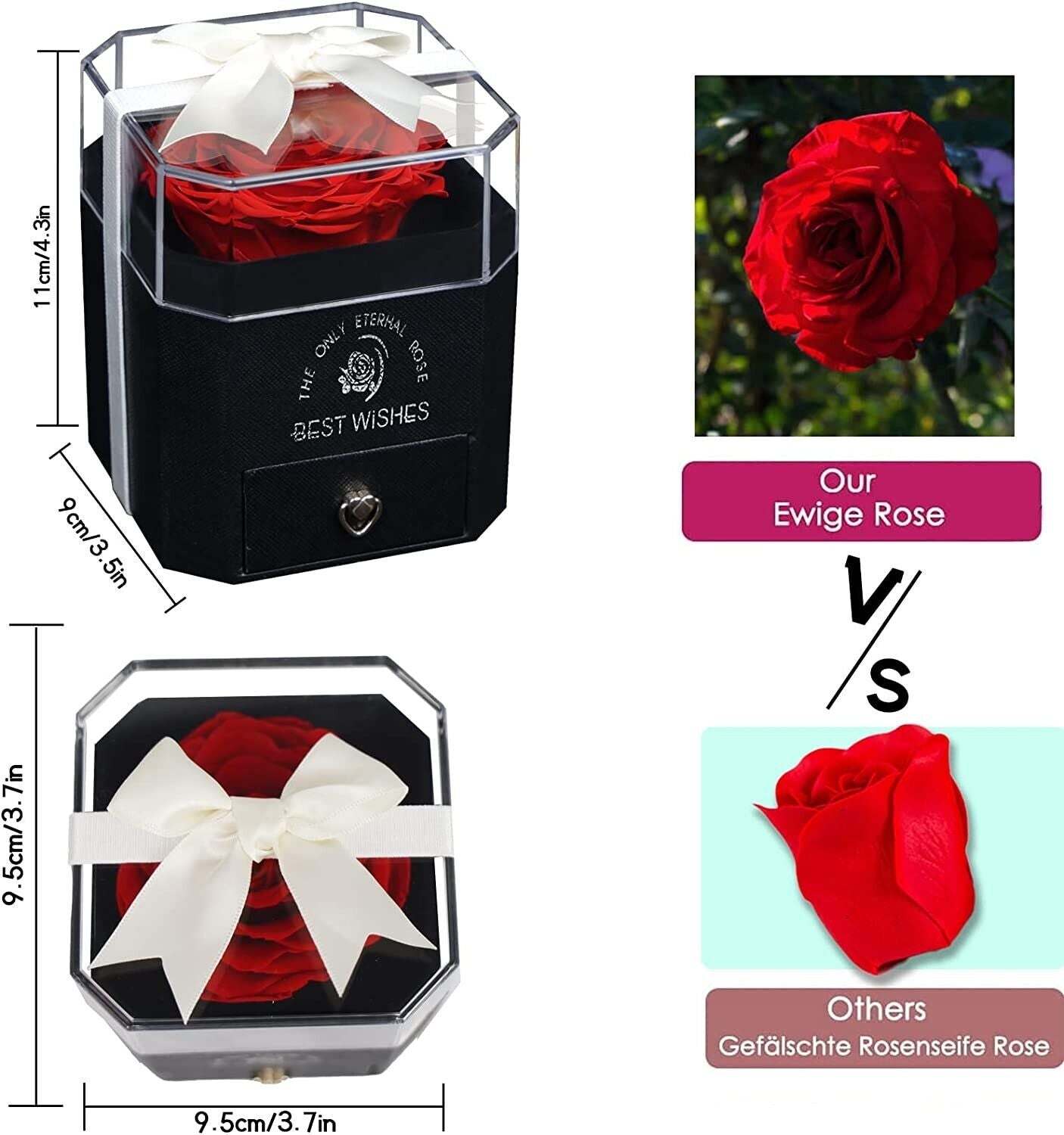 TOPCOLO Rosa Stabilizzata Vera, Rosa Eterna Confezione Regalo Con Collana, Idee