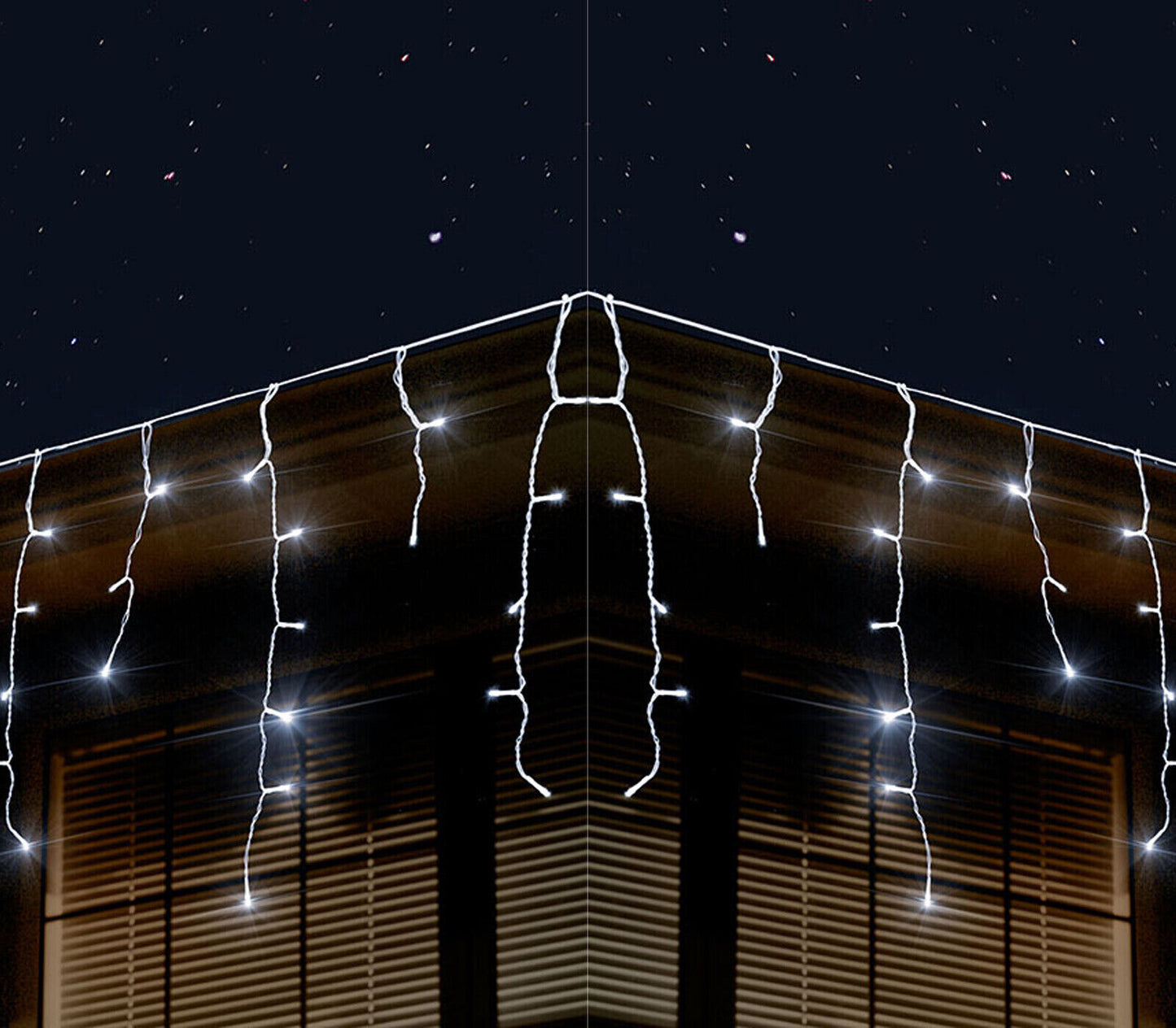 Tenda Luminosa 64LED Catena Natalizia Cascata Di Luci Di Natale 3M Bianco Freddo