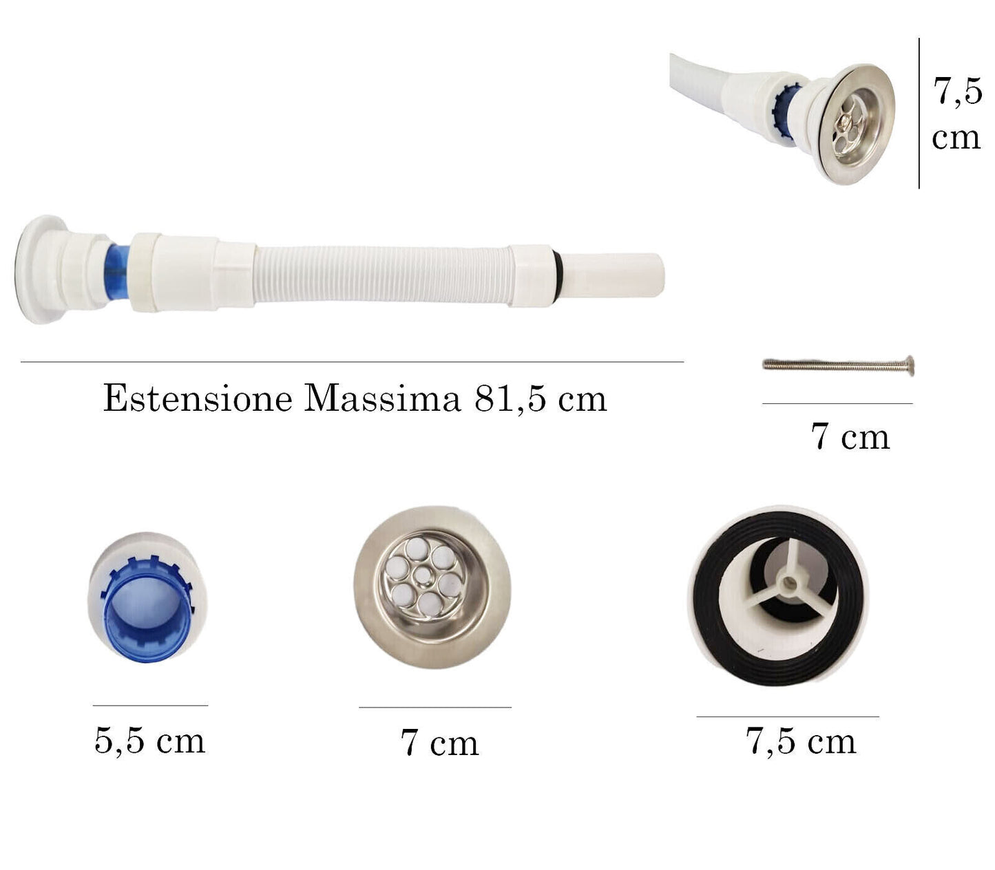 Tubo Di Scarico Flessibile Sifone Fognario Estensibile Per Lavabo ATR-16105