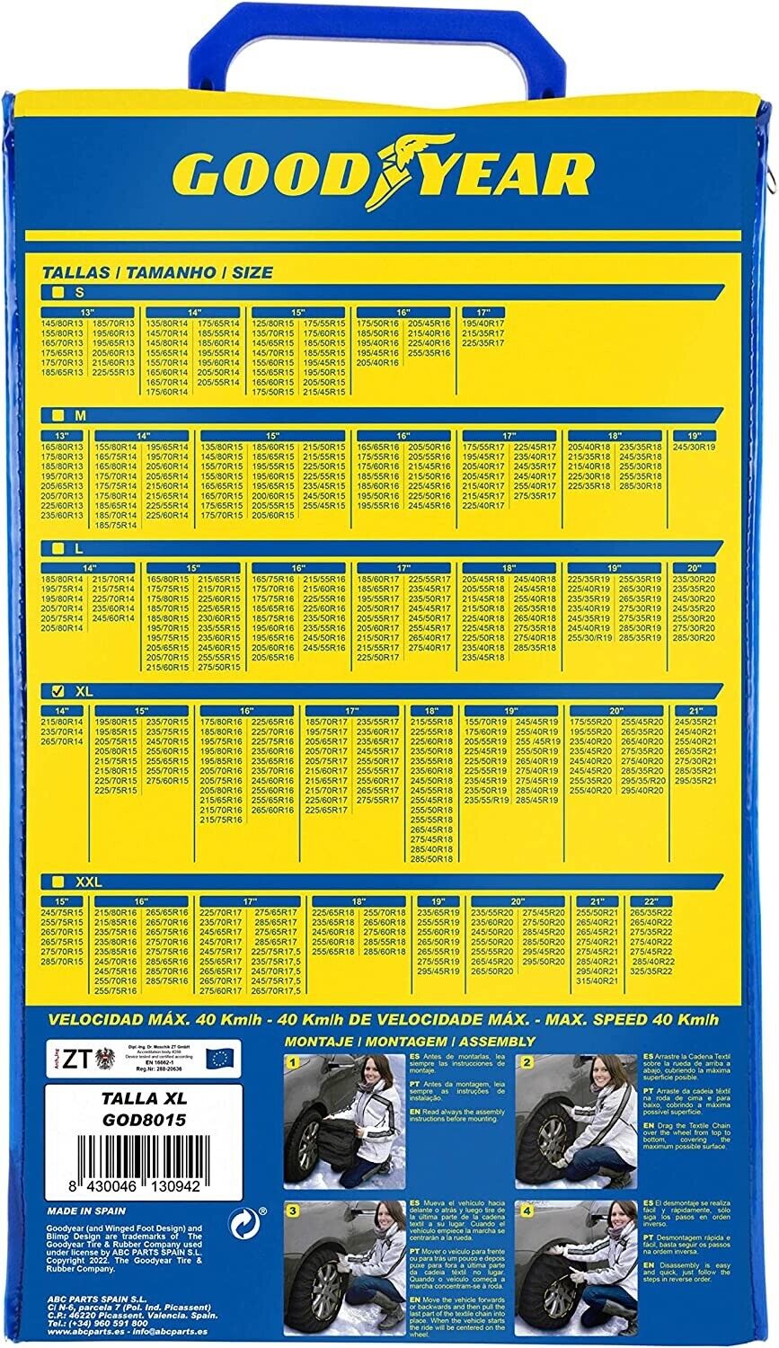 Goodyear GOD8015 Catene da Neve Tessile Ultra Grip, XL, Set di 2 TAGLIA XL