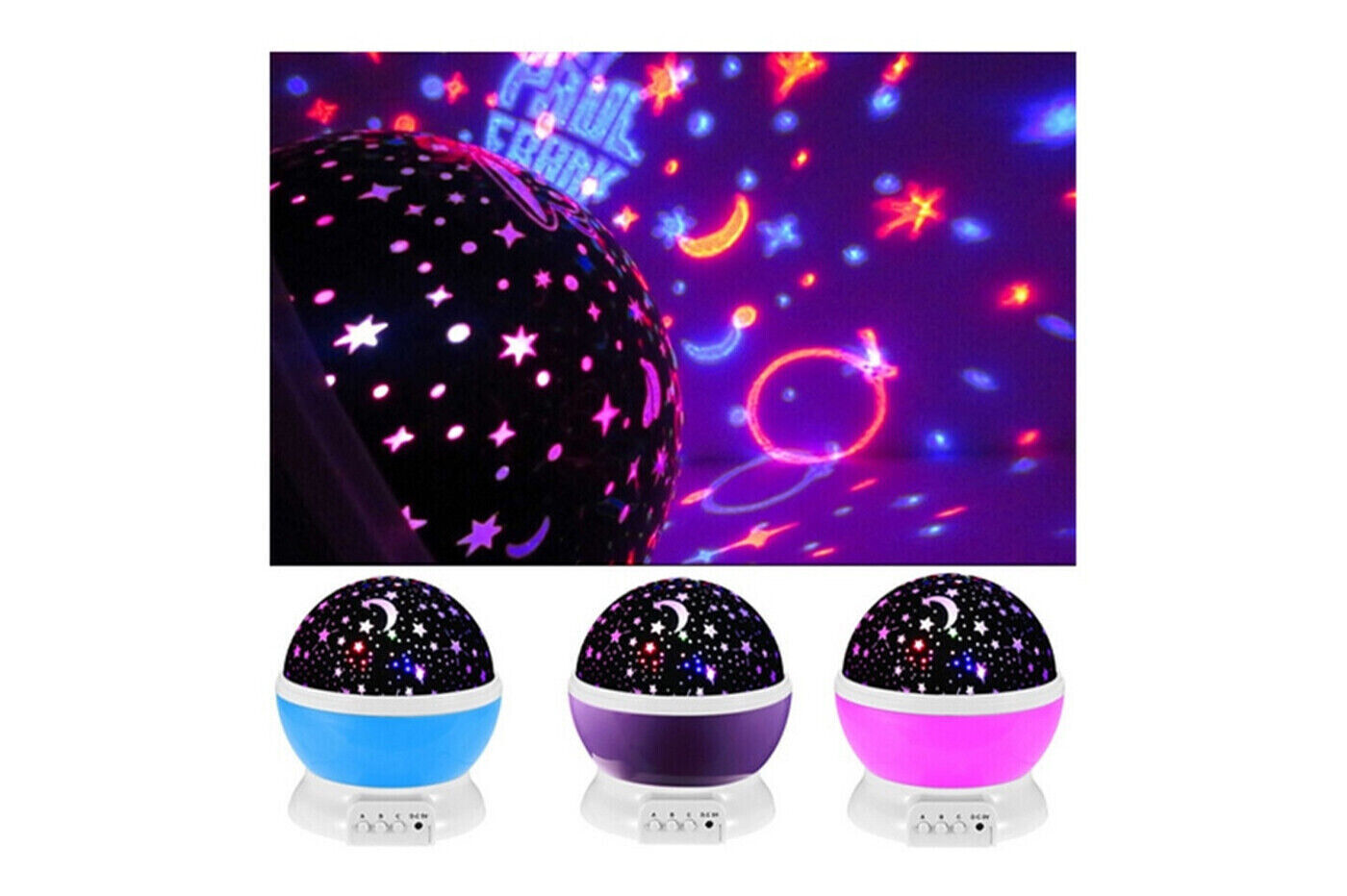 Lampada effetto cielo stellato proiettore rotante luce led notturna bambini