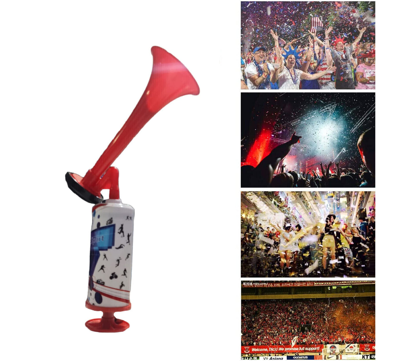 Tromba Da Stadio Ad Aria Manuale 4 Pezzi Trombetta Tifo Tifoseria Stadio Calcio