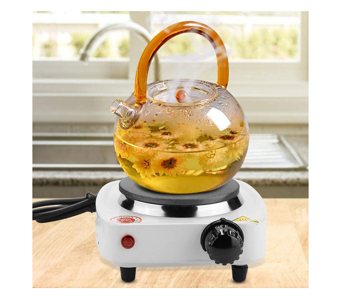 Mini-Elektroherd, Einzelplatte, Gusseisen, 500 W, tragbar, für unterwegs 