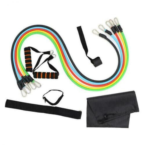 KIT 10 FASCE BANDE ELASTICHE ELASTICI FITNESS PALESTRA RESISTENZA MANIGLIE FORZA