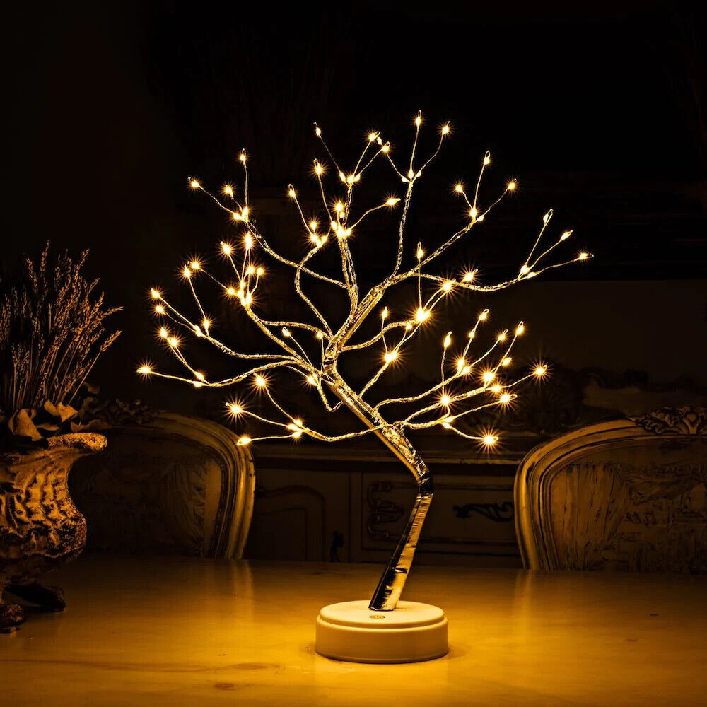LED Albero Bonsai Lampada Da Tavolo Operata a Batteria E USB Alimentatore Plug-I